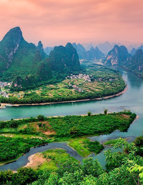 Landschaft von Guilin, Li River und Karstberge.