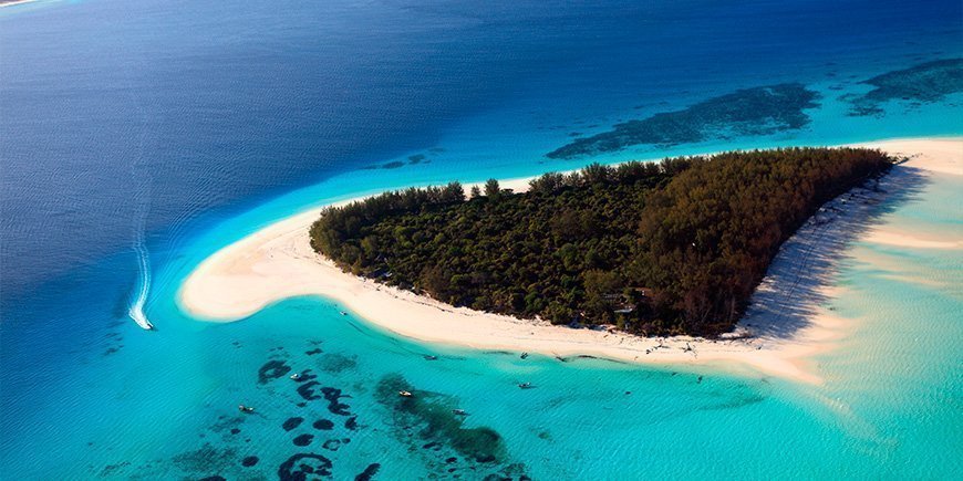 Oversikt fra øya Mnemba på Zanzibar