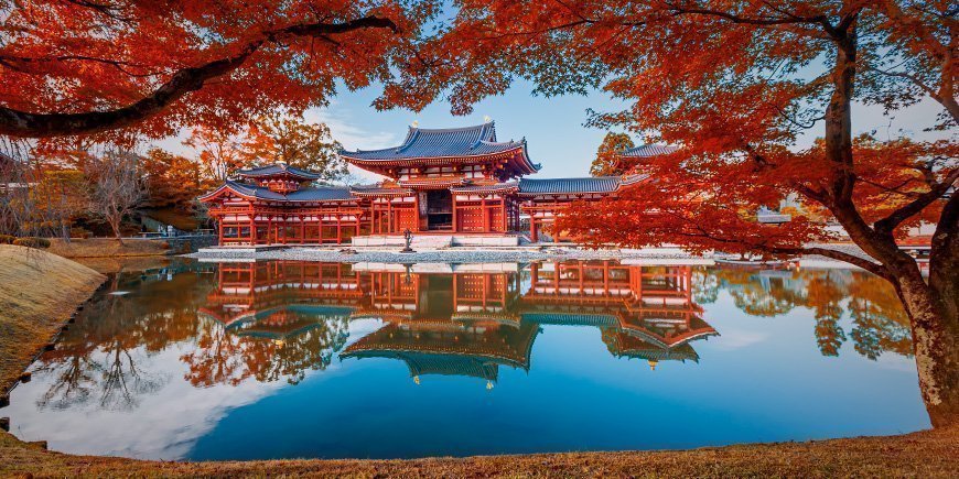 Høstfarger ved et tempel i Kyoto, Japan