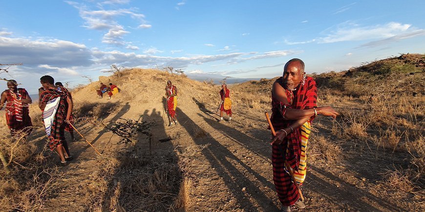 Masaier i Osiligilai Maasai Lodge i Kenya