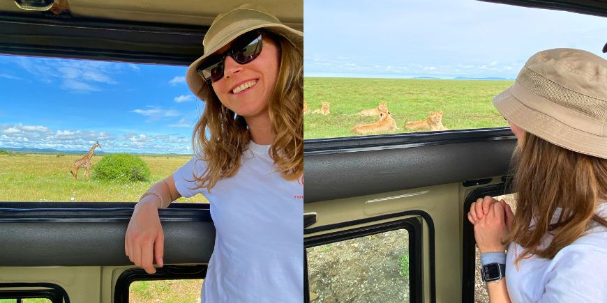 Inger er på safari i Tanzania, der hun blant annet ser løver