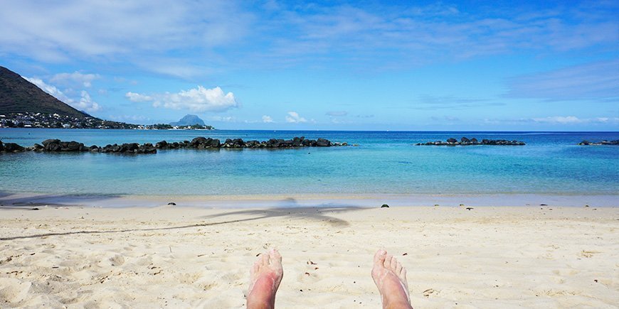 Strand på den vestlige delen av Mauritius