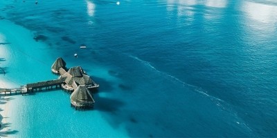 flyfoto av stranden på zanzibar